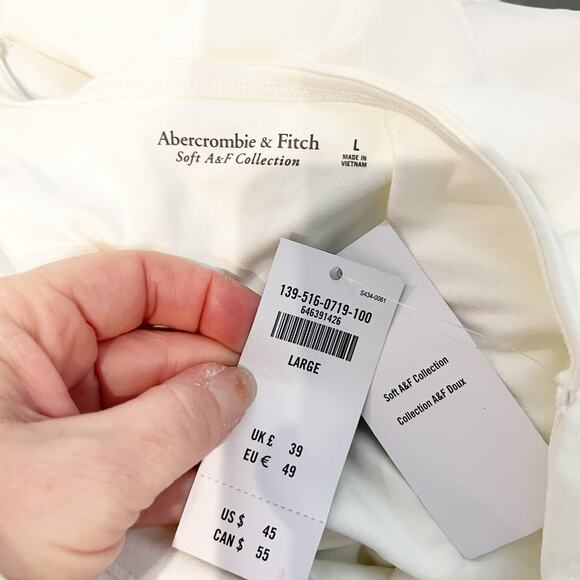 Abercrombie Square Neck Long Sleeve Bodysuit Cream White Large - Picture 3 of 4